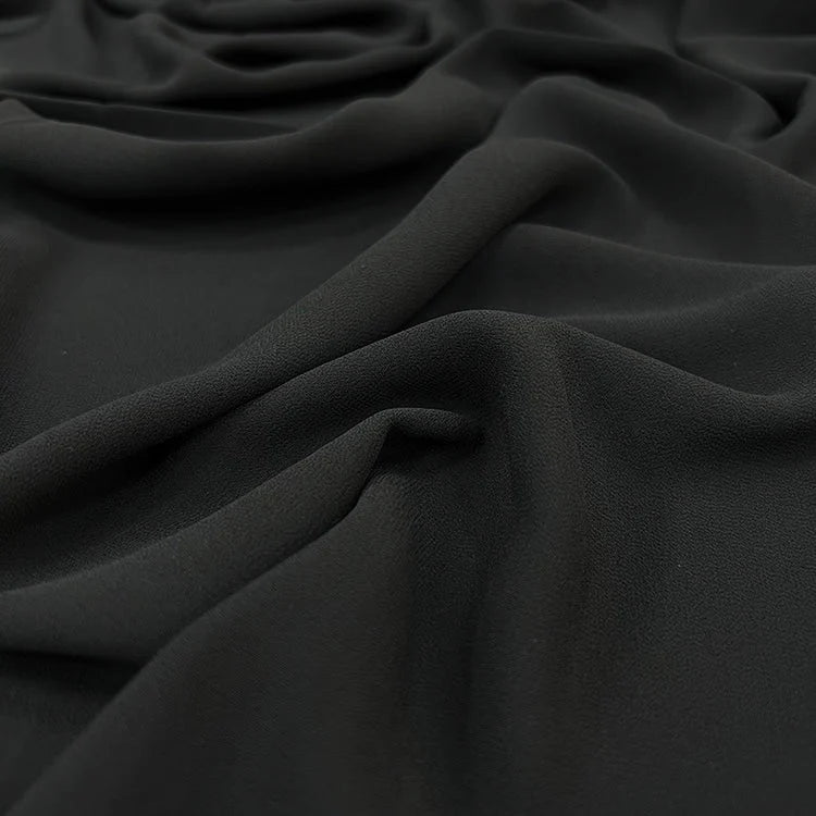 Black Plain Pearl Chiffon Hijab