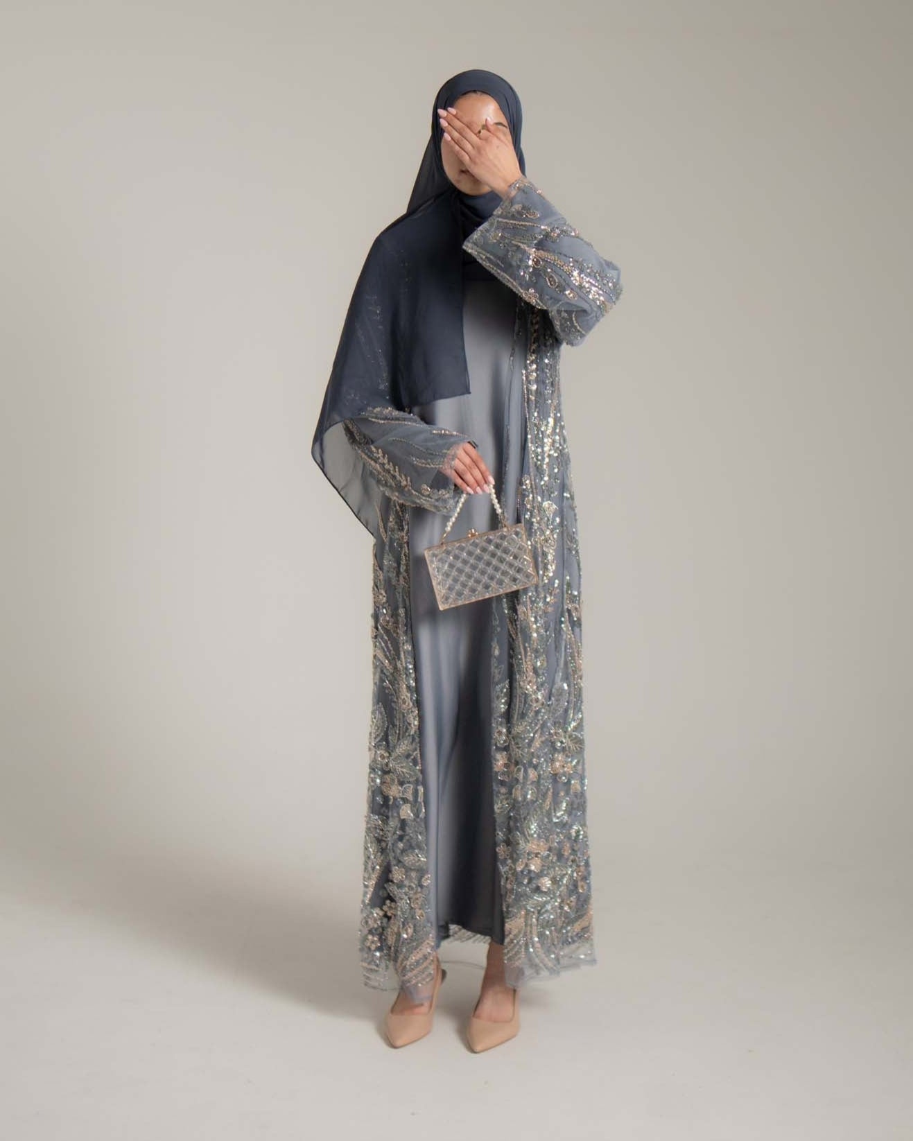 Lamisa Midnight Blue Embellished Abaya