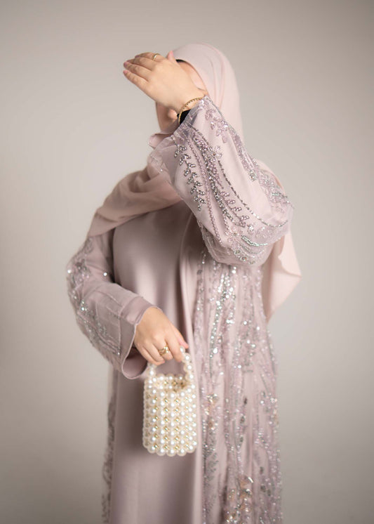 Lamisa Blush Mauve Embellished Abaya