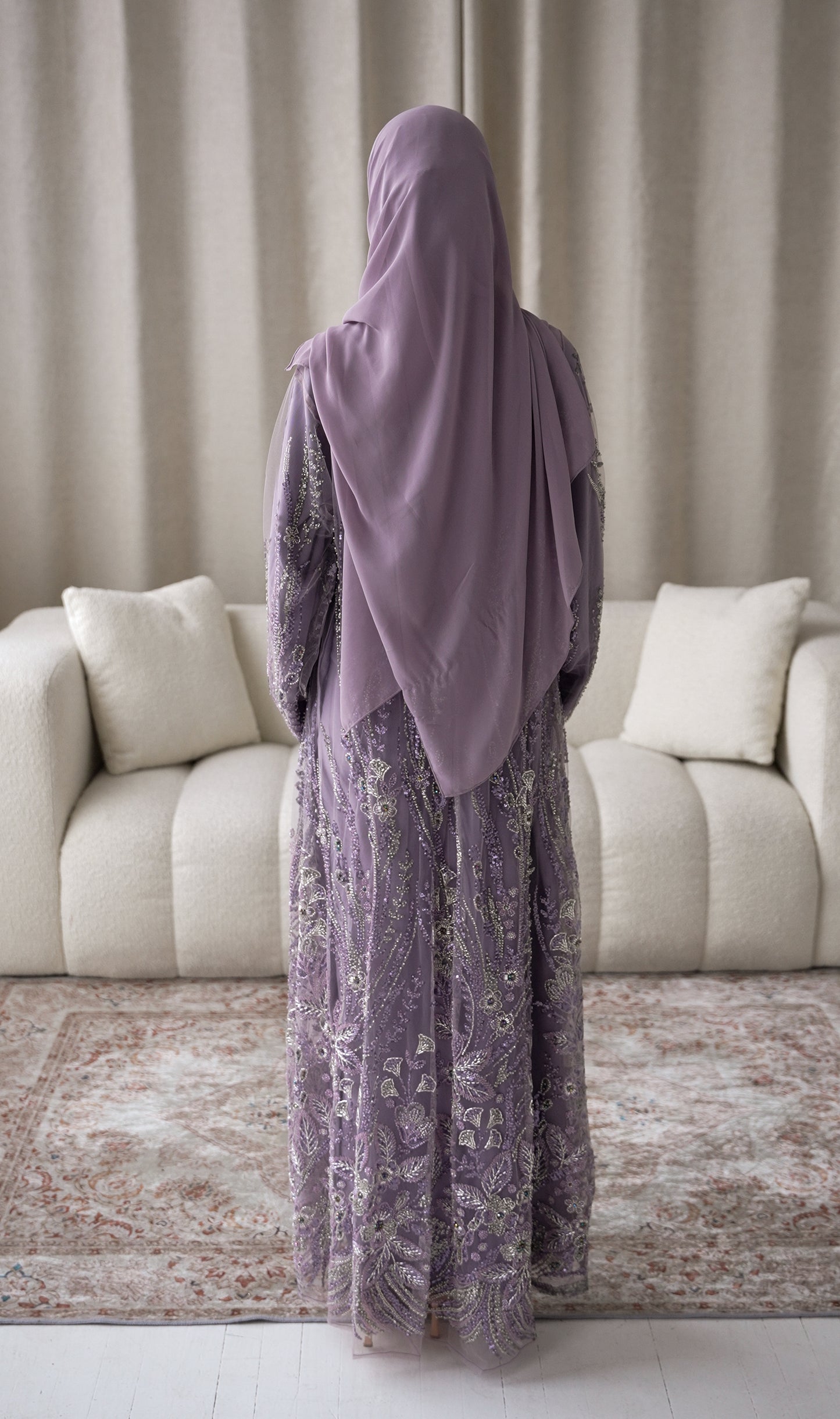 Lamisa Dusty Lavender Embellished Abaya