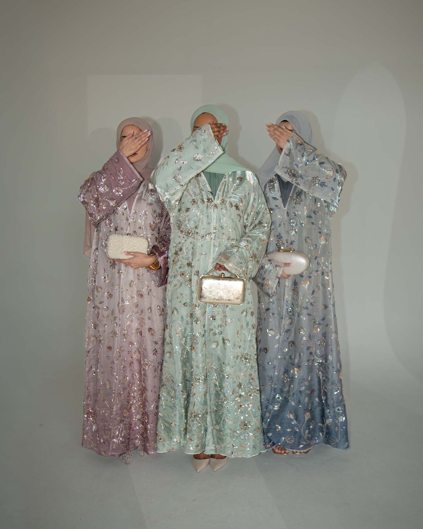 Mara Dusty Mauve Floral Ombré Organza Abaya