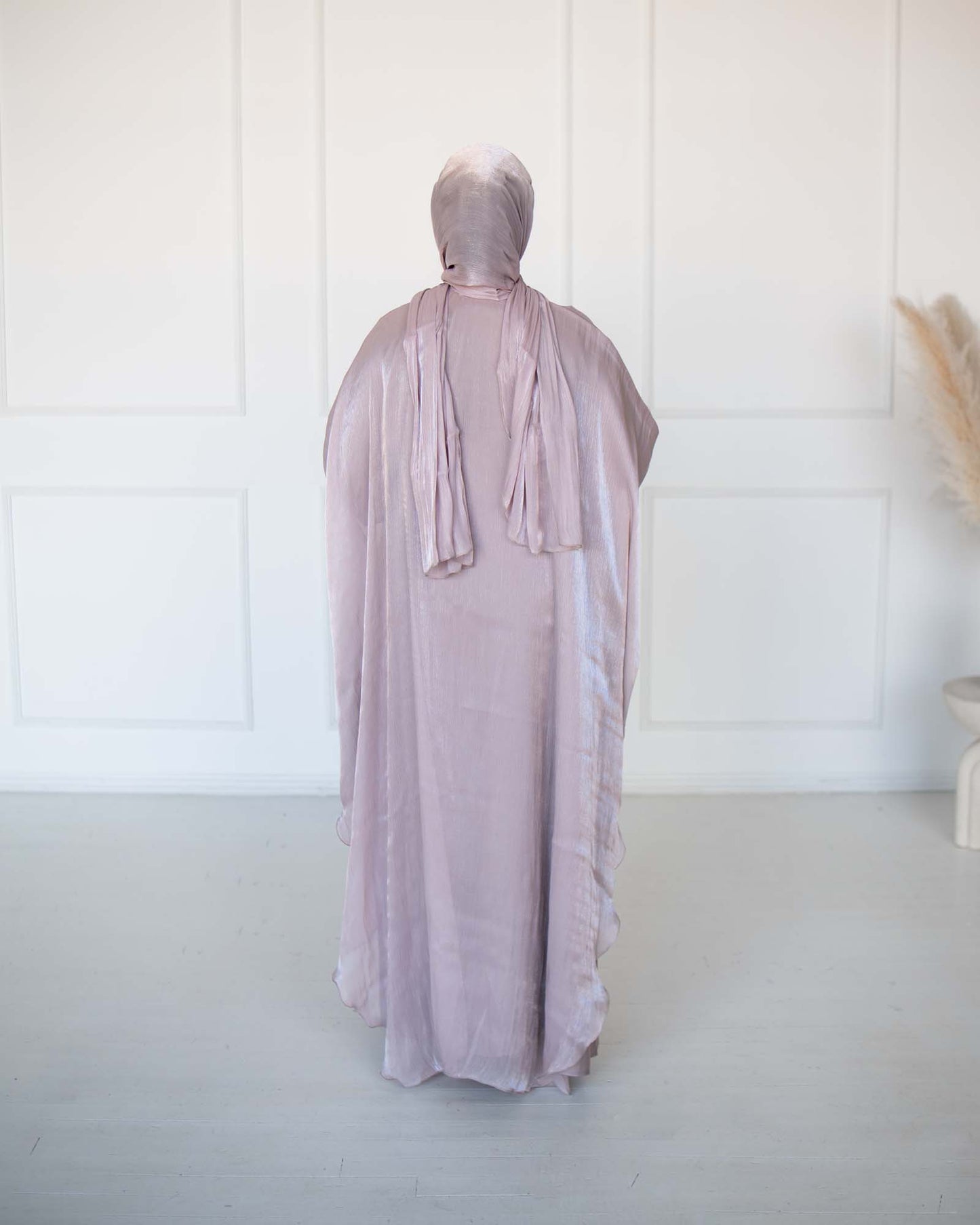 Nadia Champagne Organza Cape Abaya | occasion abayas | back view
