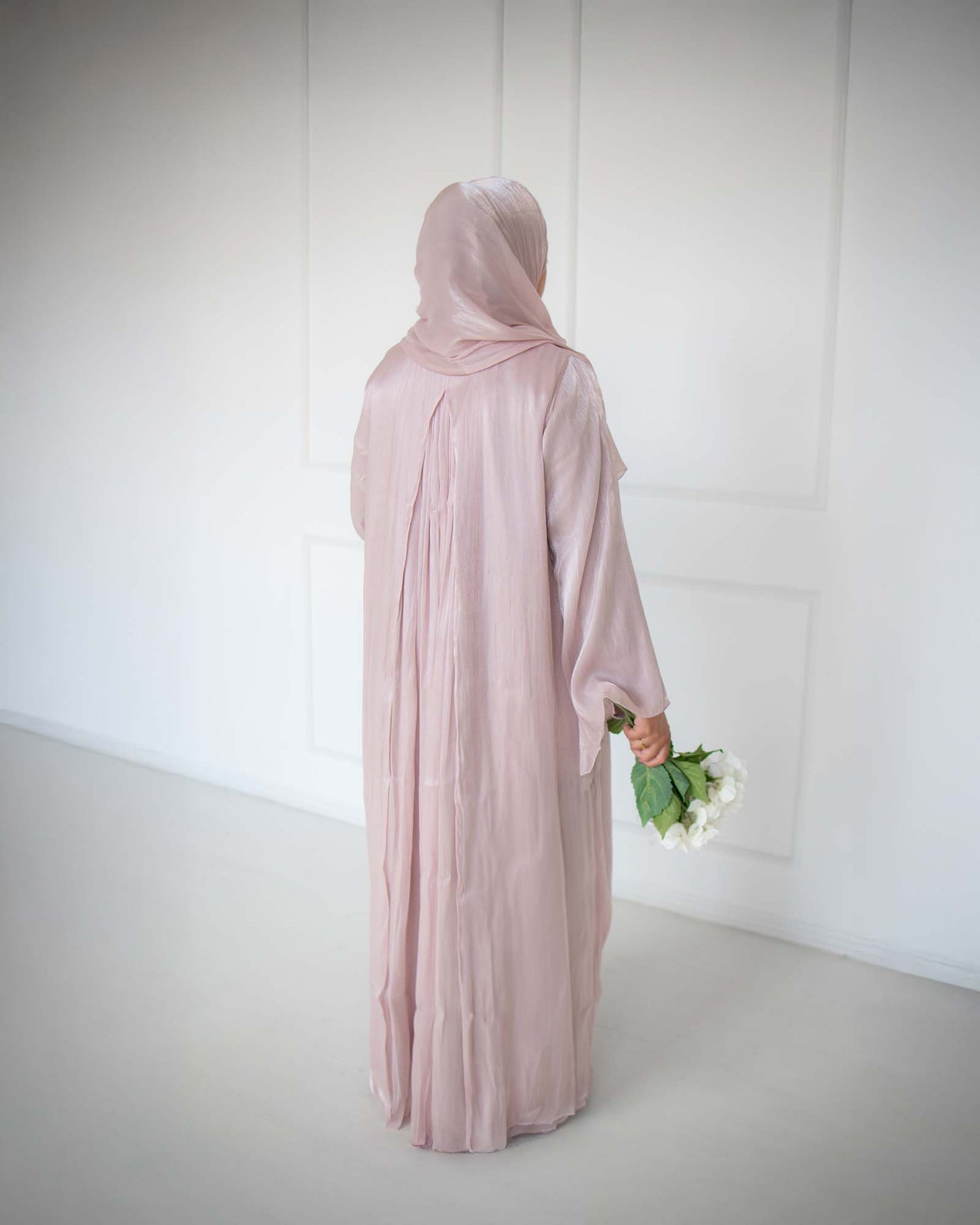 Reema Champagne Princess Organza Abaya | occasion abayas | back full view