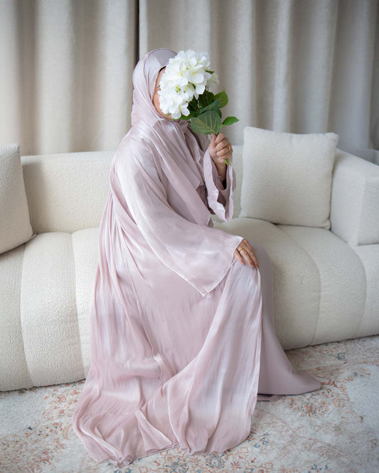 Reema Champagne Princess Organza Abaya | occasion abayas | side view