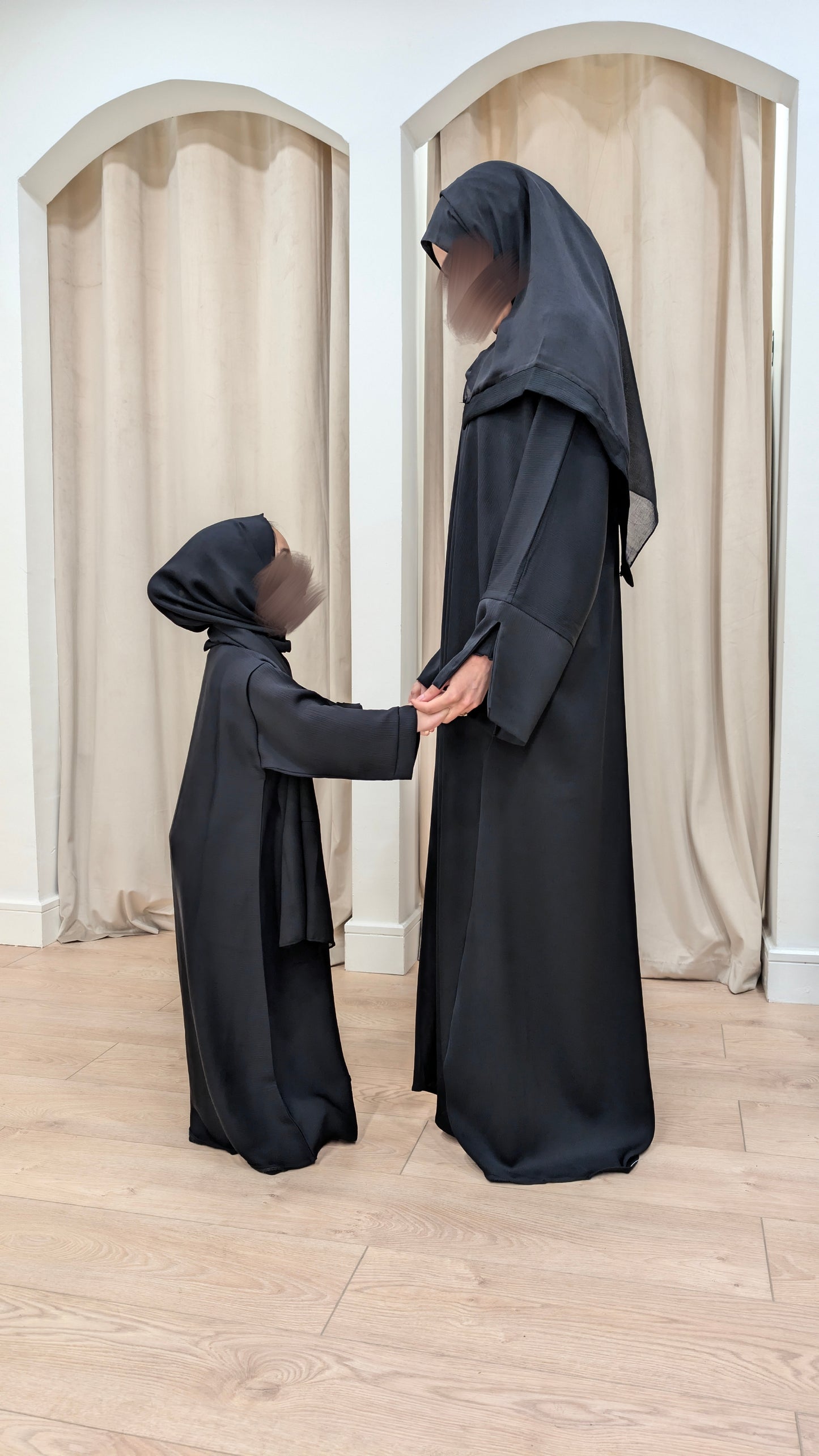 zeina junior girls black closed essential abaya | left view