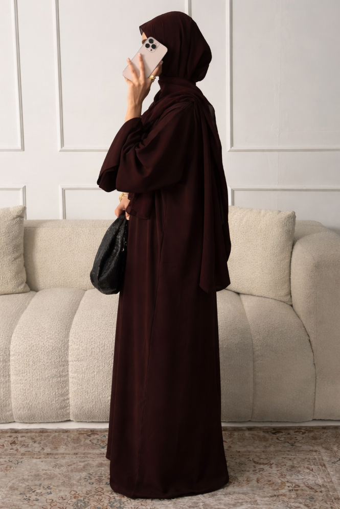 Aya Brown Premium Essential Straight Abaya