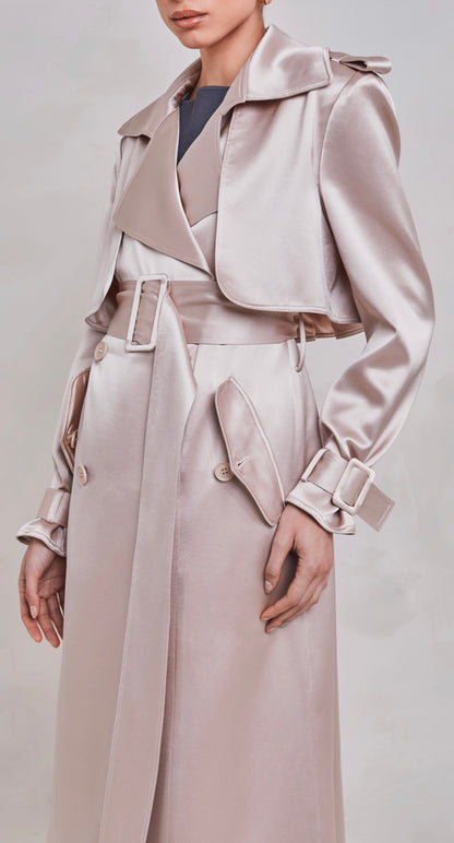 Maryam Champagne Satin Trench Coat