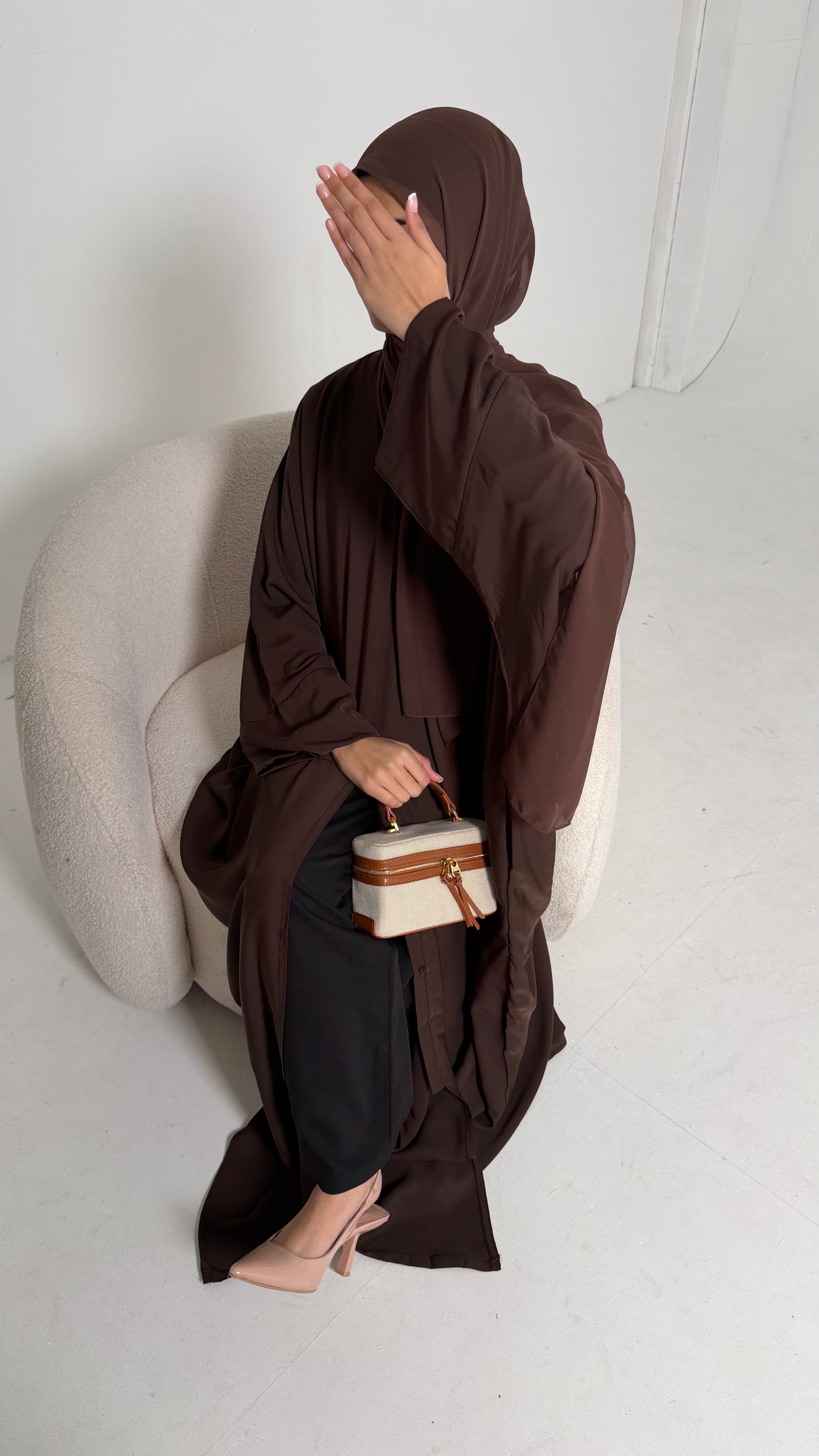 Safa Brown Premium Essential Butterfly Abaya