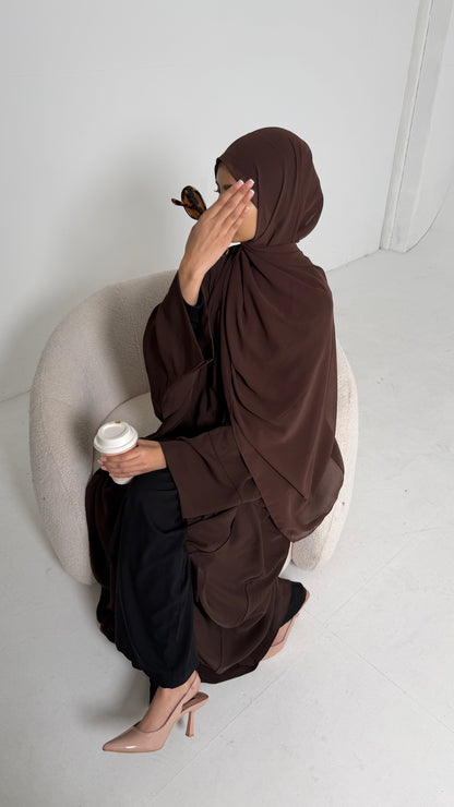 Safa Brown Premium Essential Butterfly Abaya