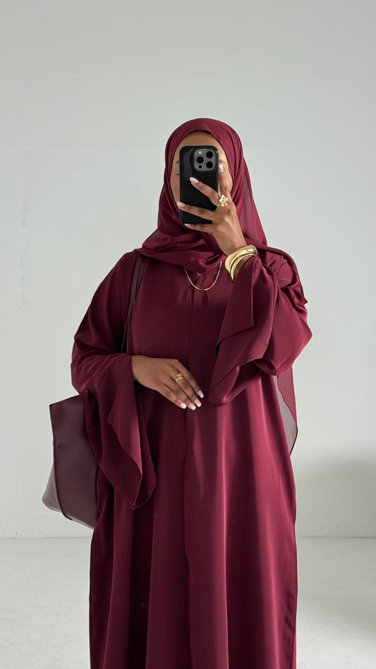 Aya Burgundy Premium Essential Straight Abaya