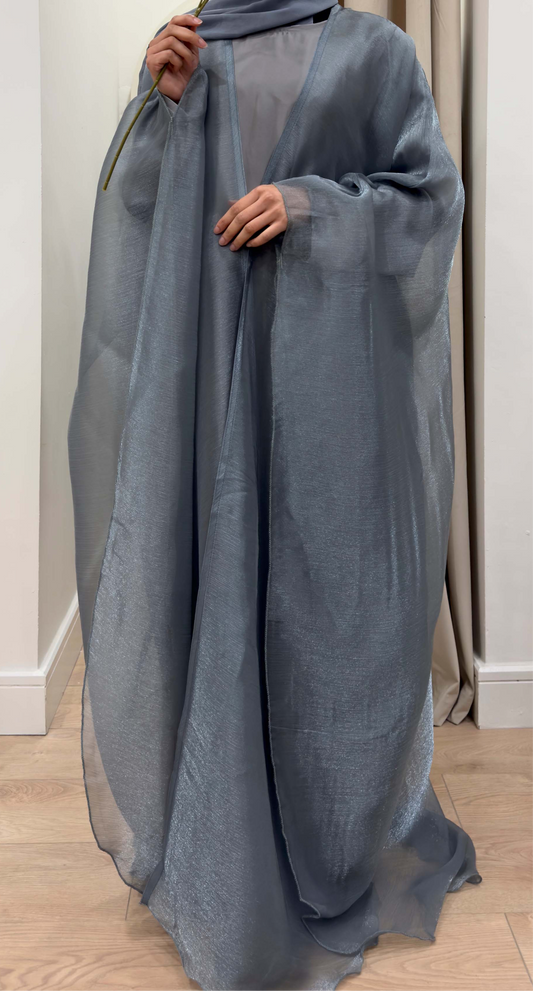 DHALIA PLAIN BLUE ORGANZA CAPE ABAYA