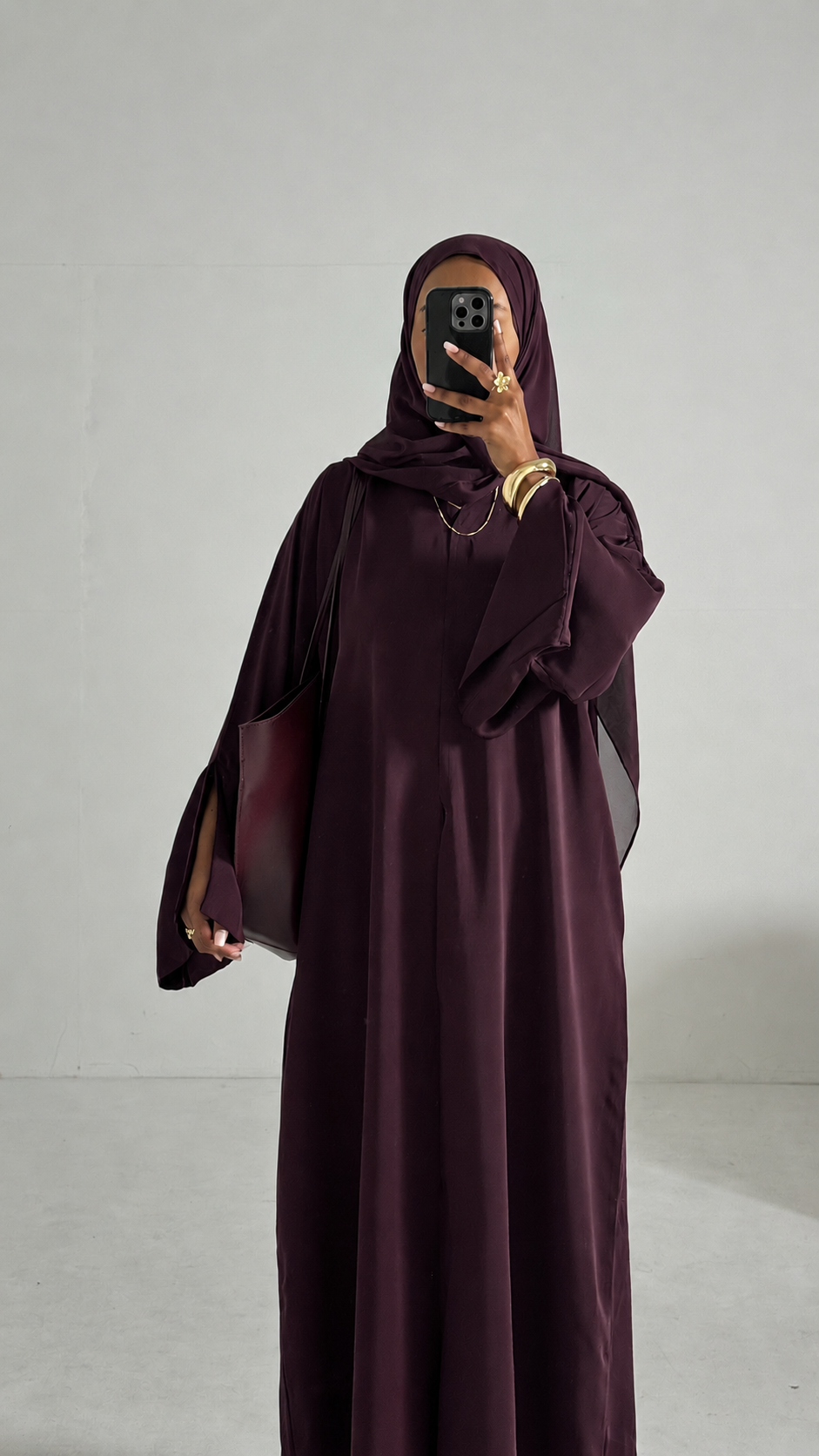 Aya Plum Premium Essential Straight Abaya