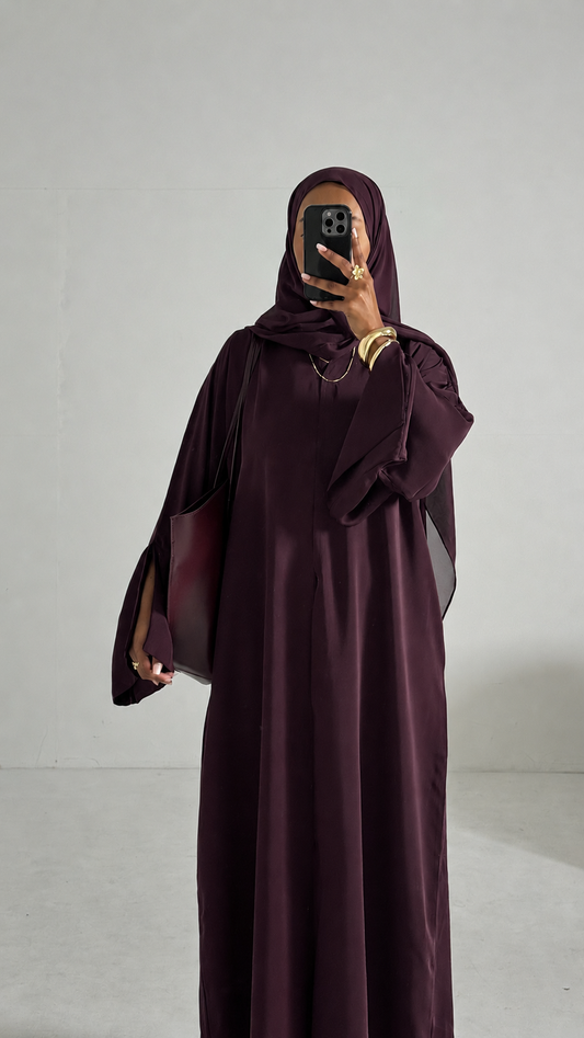 Aya Plum Premium Essential Straight Abaya