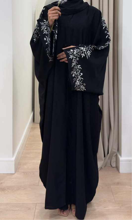 AMARA SLEEVE EMBROIDERED BLACK BUTTERFLY ABAYA