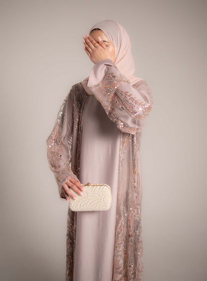 Lamisa Blush Champagne Embellished Abaya