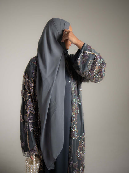 Samra Midnight Blue Floral Embellished Abaya