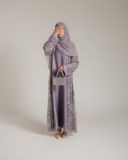 Lamisa Dusty Lavender Embellished Abaya
