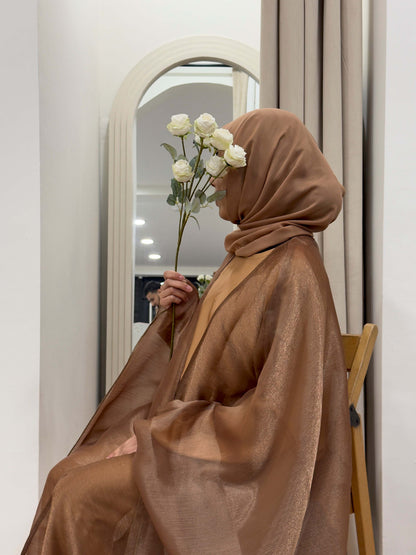 DHALIA PLAIN BROWN ORGANZA CAPE ABAYA