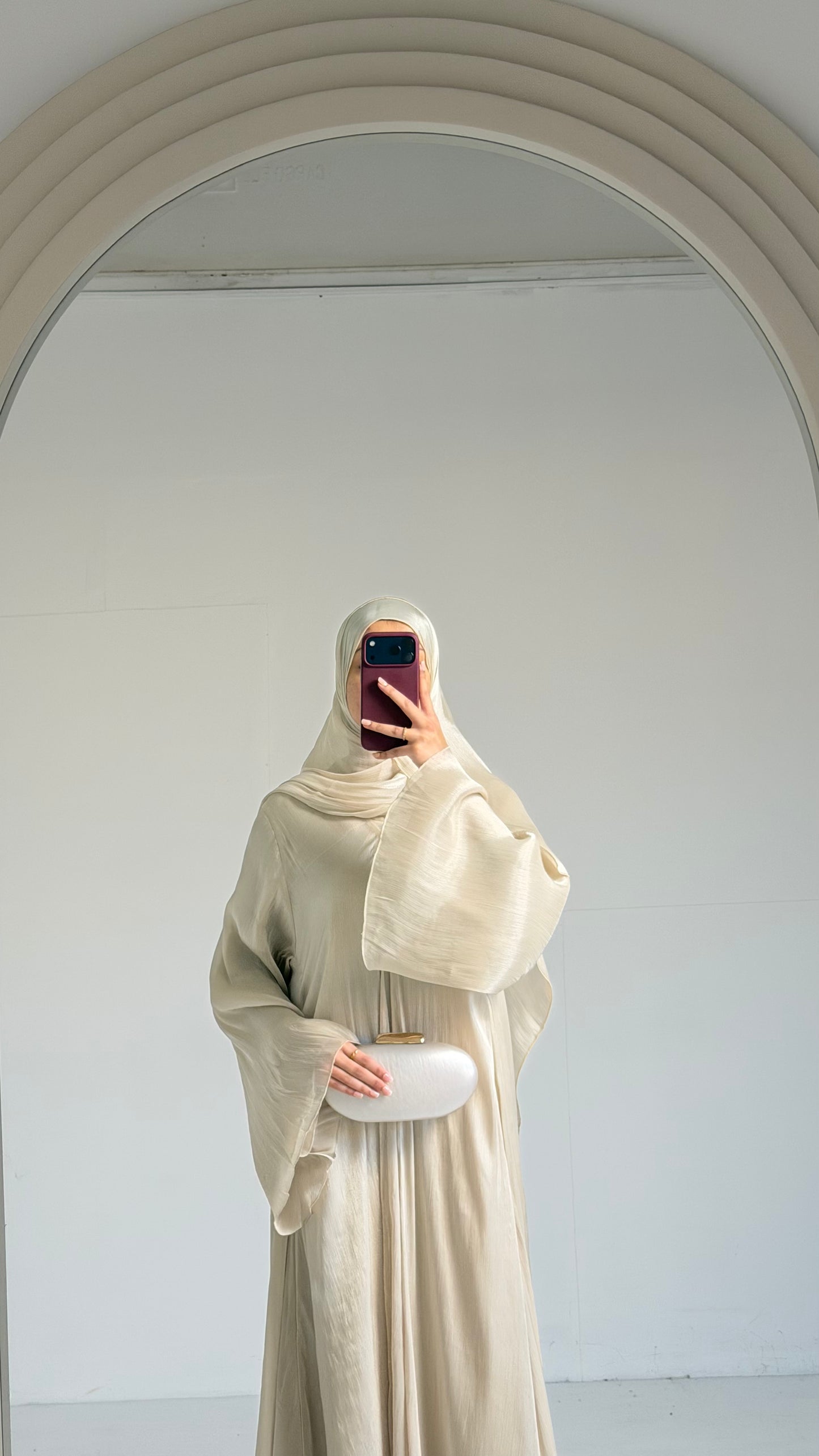 Reema Ivory Princess Flared Organza Abaya