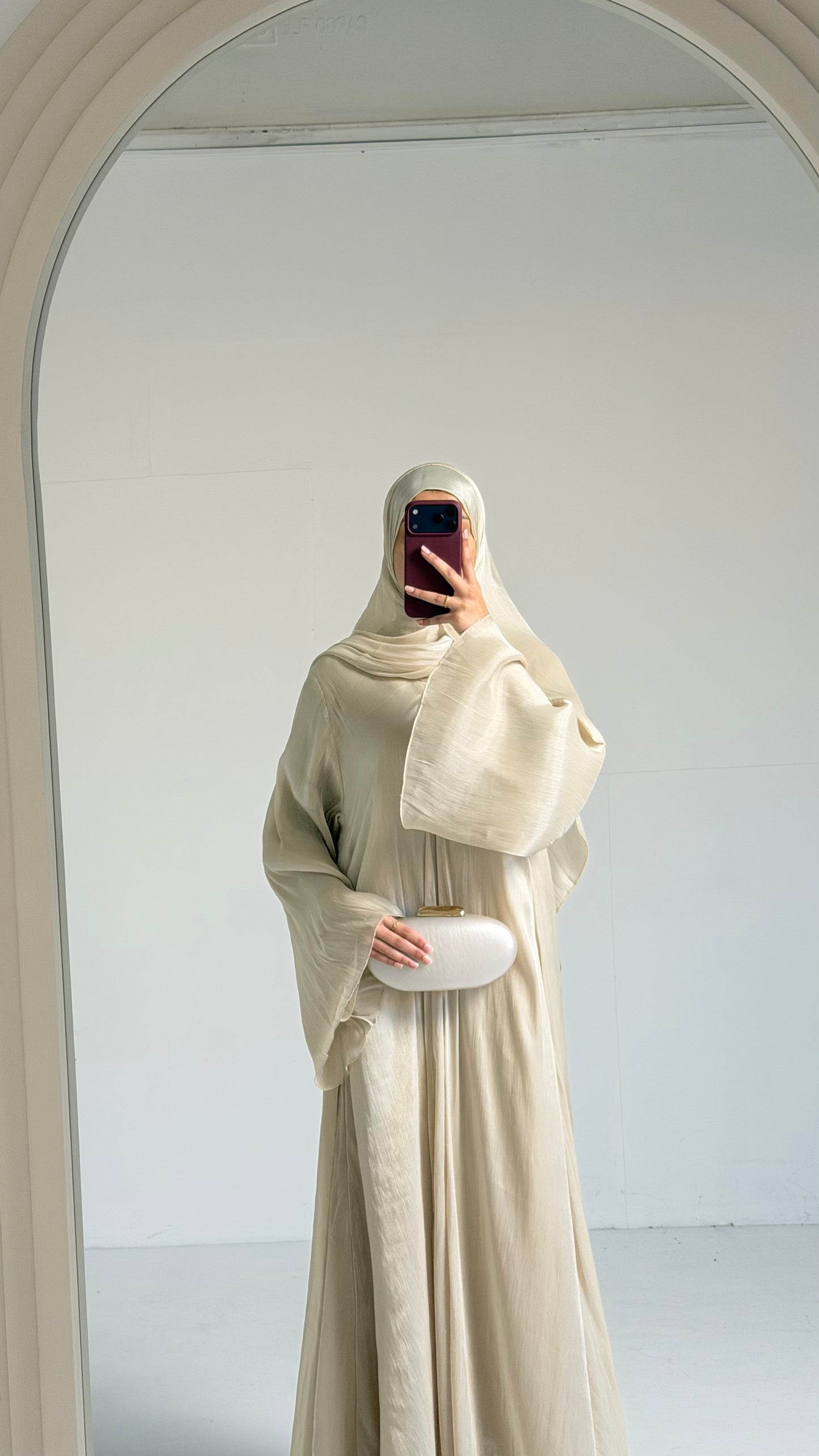 Reema Ivory Princess Flared Organza Abaya