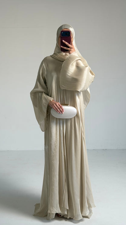 Reema Ivory Princess Flared Organza Abaya