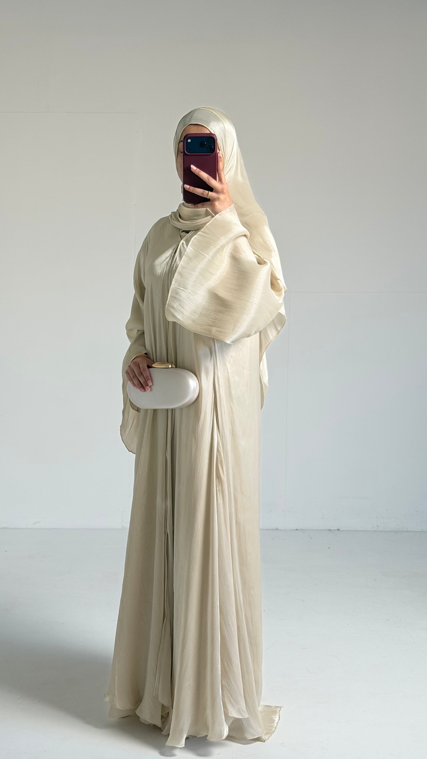 Reema Ivory Princess Flared Organza Abaya