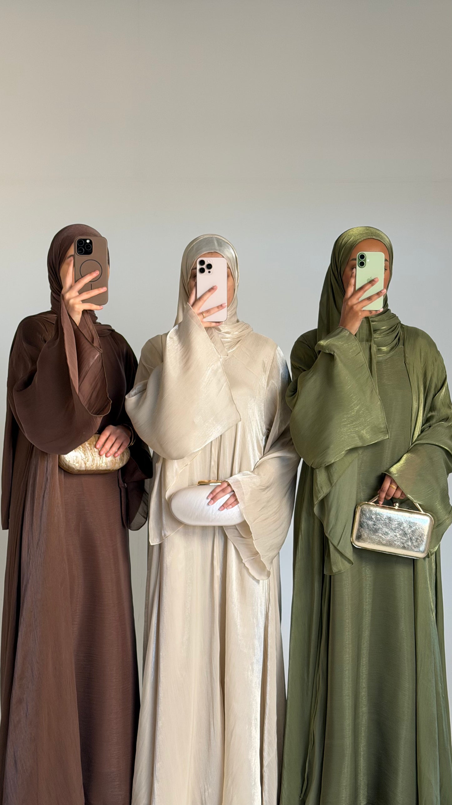 Reema Olive Princess Flared Organza Abaya