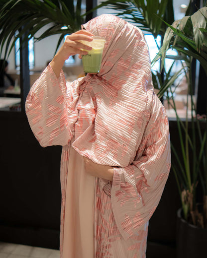 Wardah Soft Pink Pleated Abaya