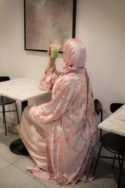 Wardah Soft Pink Pleated Abaya