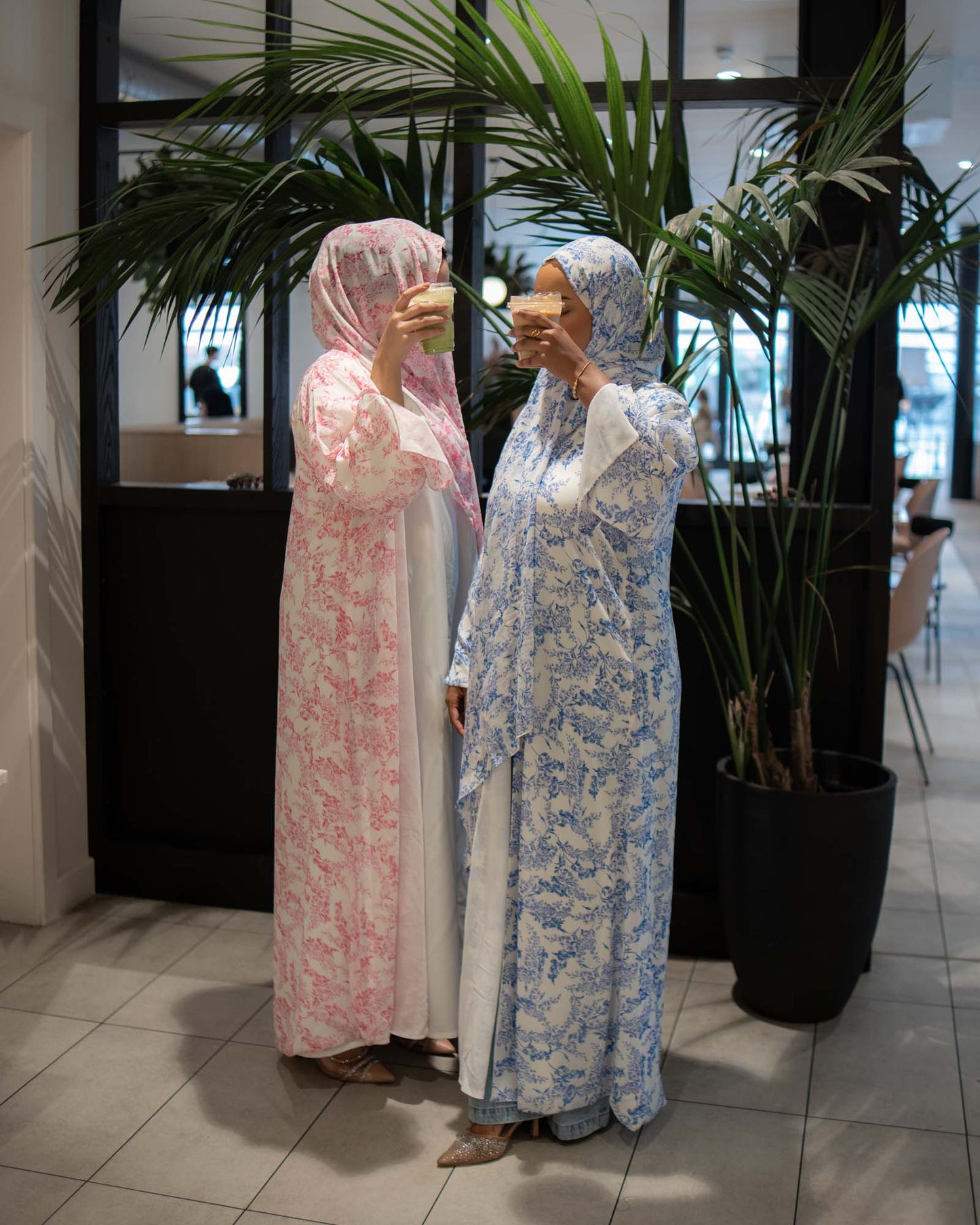 Alya Printed Chiffon Abaya in Blue