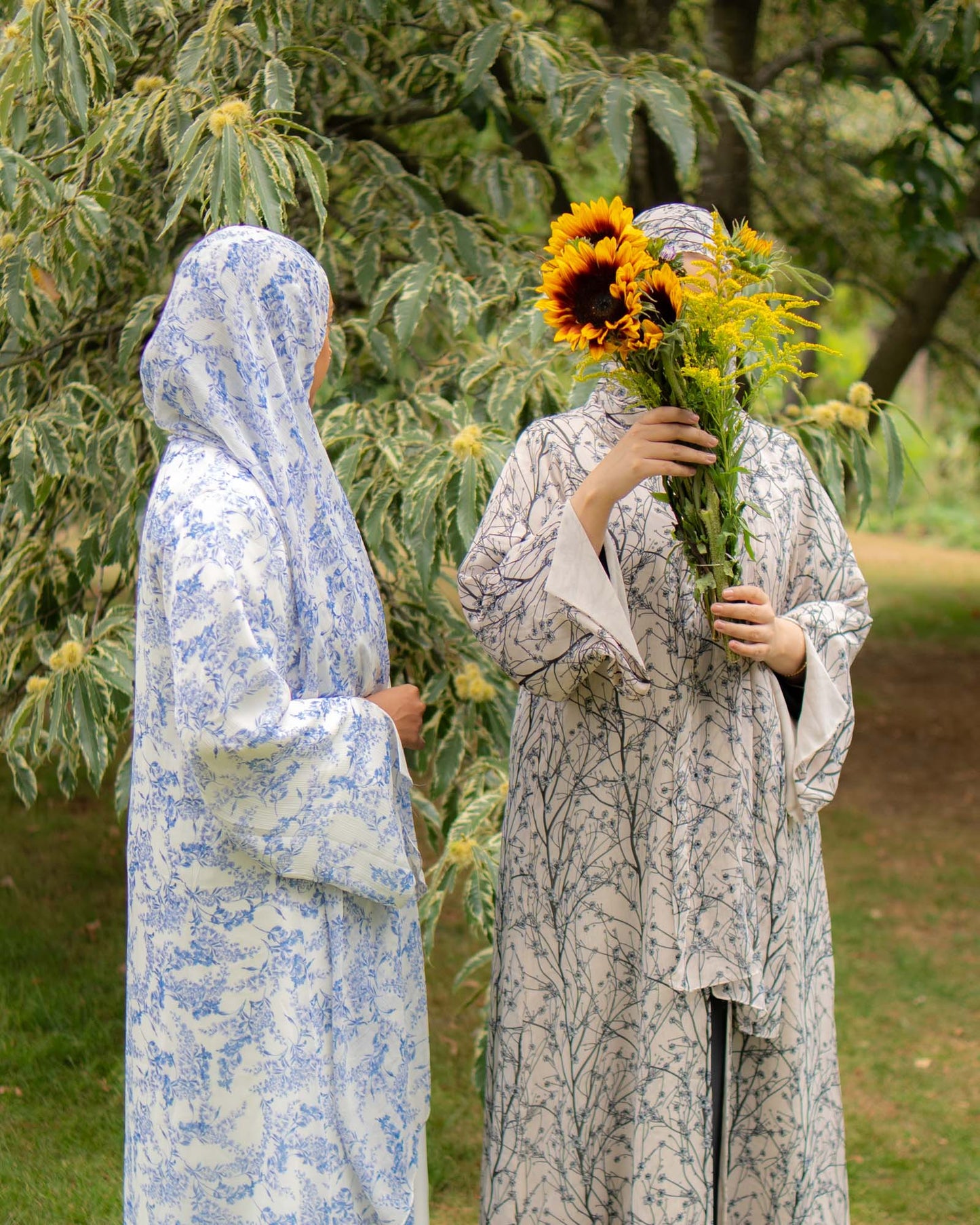 Alya Printed Chiffon Abaya in Blue