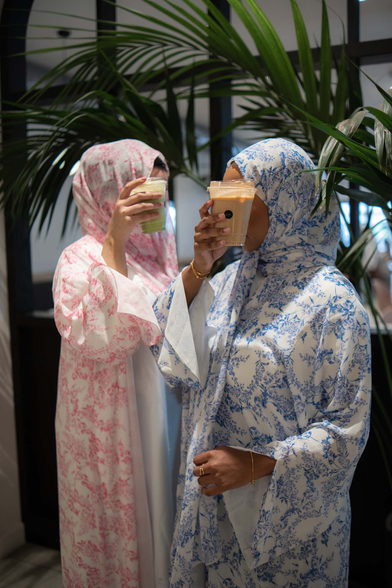Alya Printed Chiffon Abaya in Blue