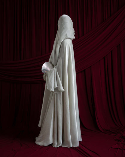 Sienna Sage Green Organza and Chiffon Cape Abaya