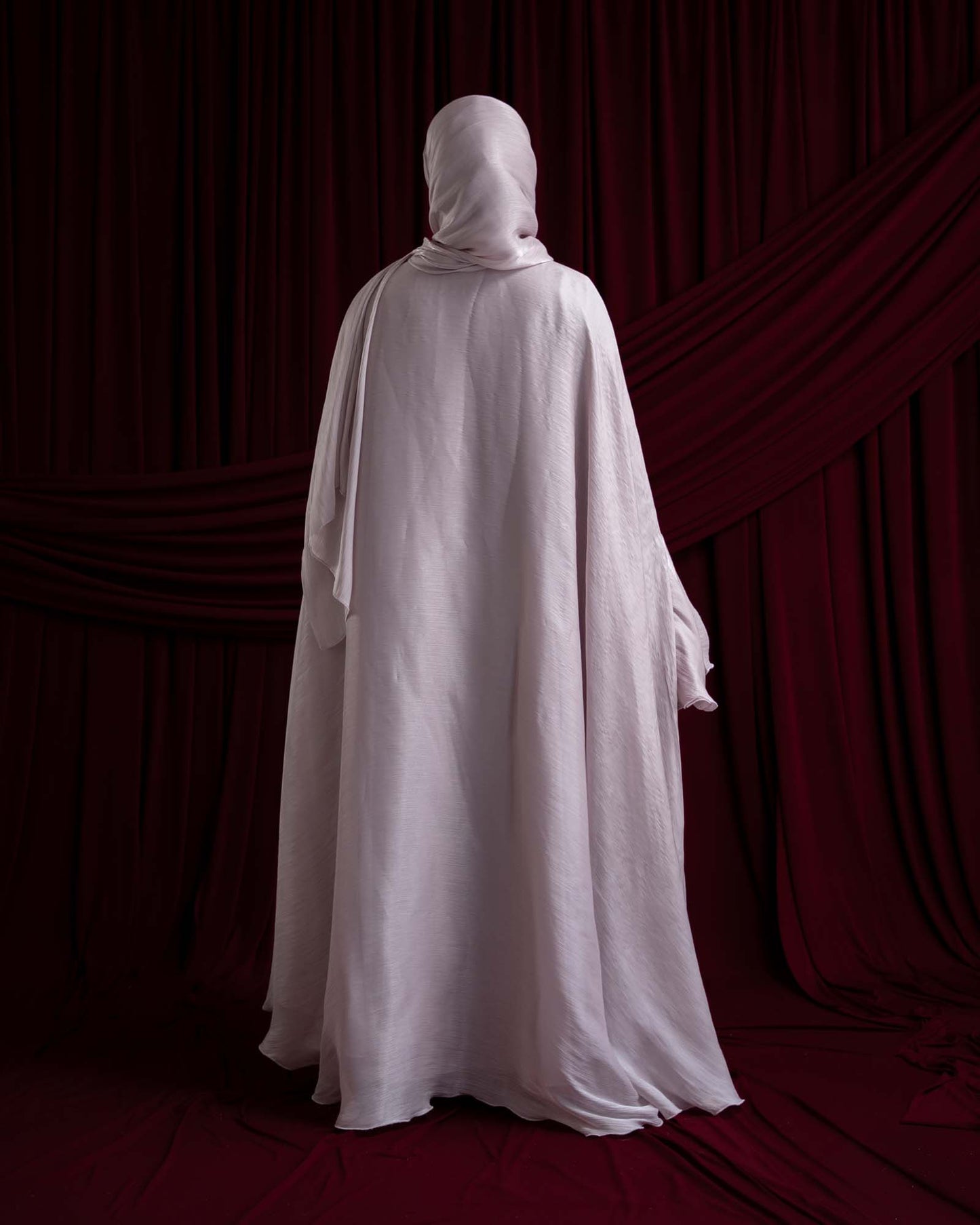 Sienna Muted Pink Organza and Chiffon Cape Abaya