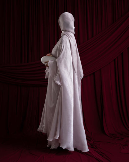 Sienna Muted Pink Organza and Chiffon Cape Abaya