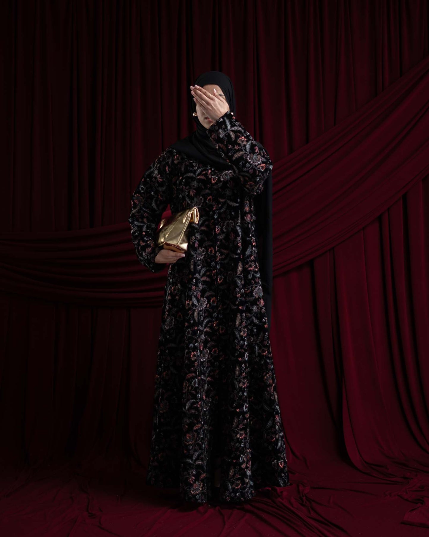 Zahra Velvet Garden Embroidered Abaya