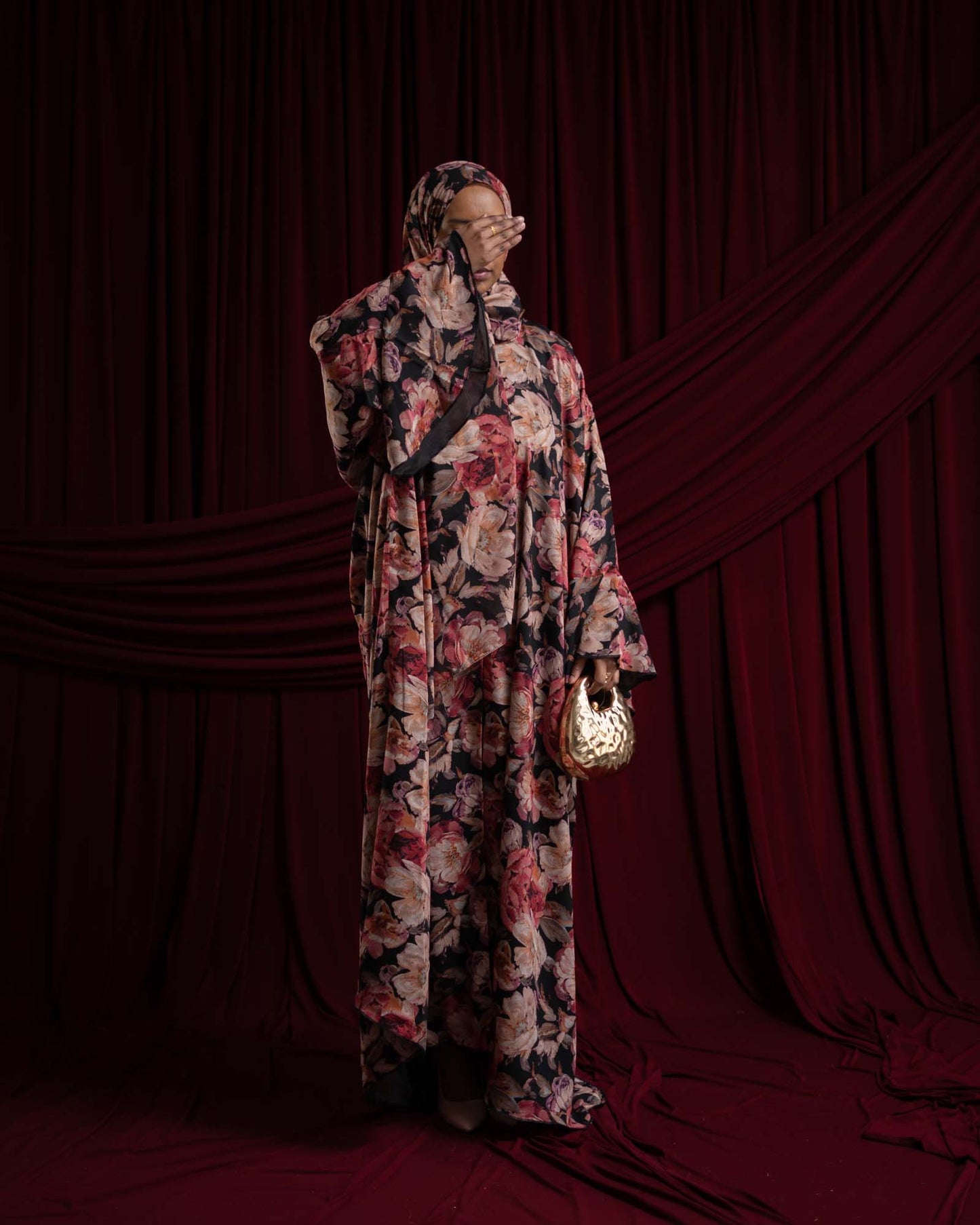 Kamilia Blossom Floral Chiffon Printed Butterfly Abaya