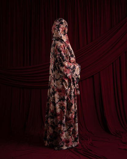 Kamilia Blossom Floral Chiffon Printed Butterfly Abaya