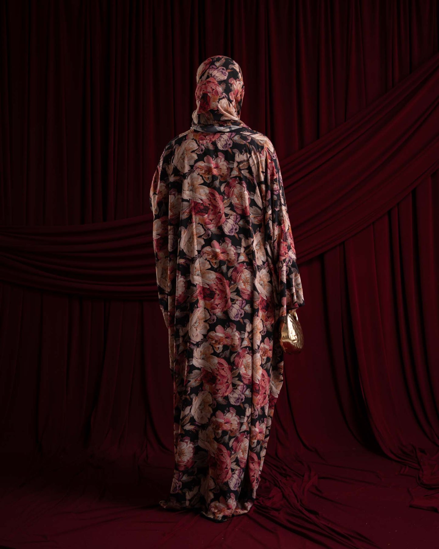 Kamilia Blossom Floral Chiffon Printed Butterfly Abaya