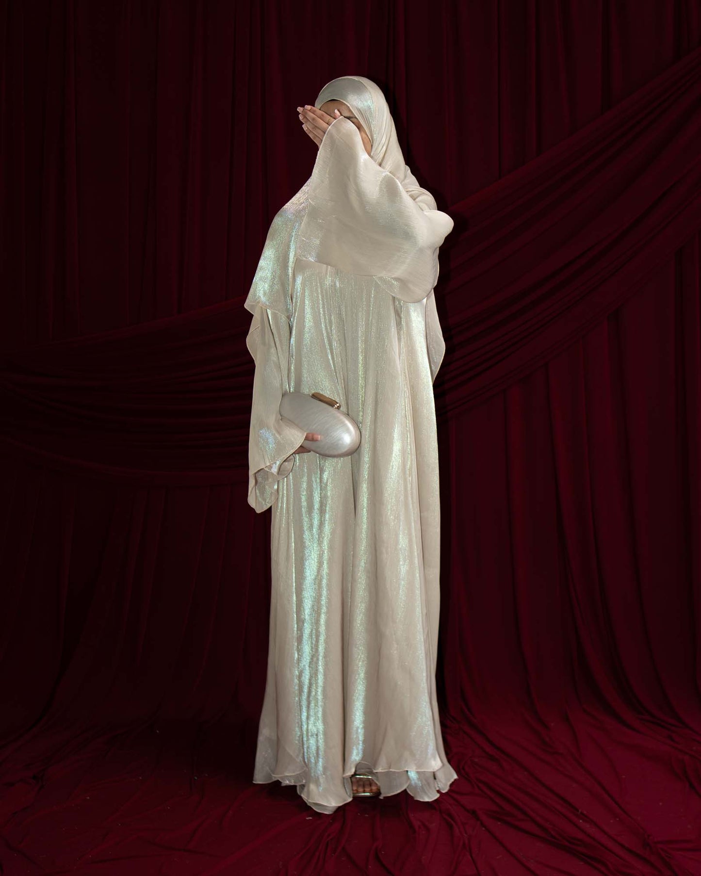 Reema Ivory Princess Flared Organza Abaya