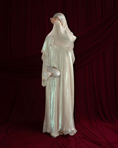 Reema Ivory Princess Flared Organza Abaya