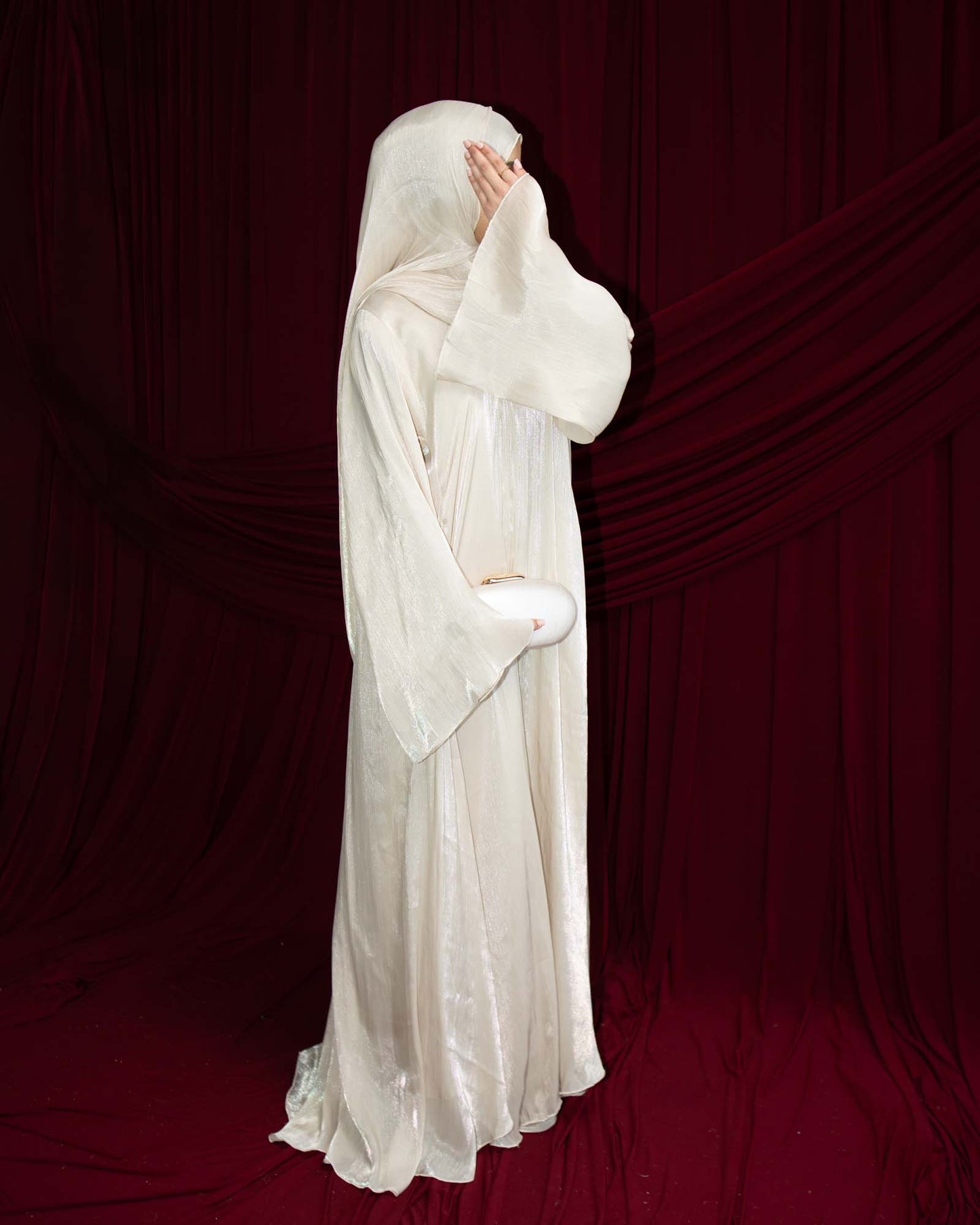 Reema Ivory Princess Flared Organza Abaya