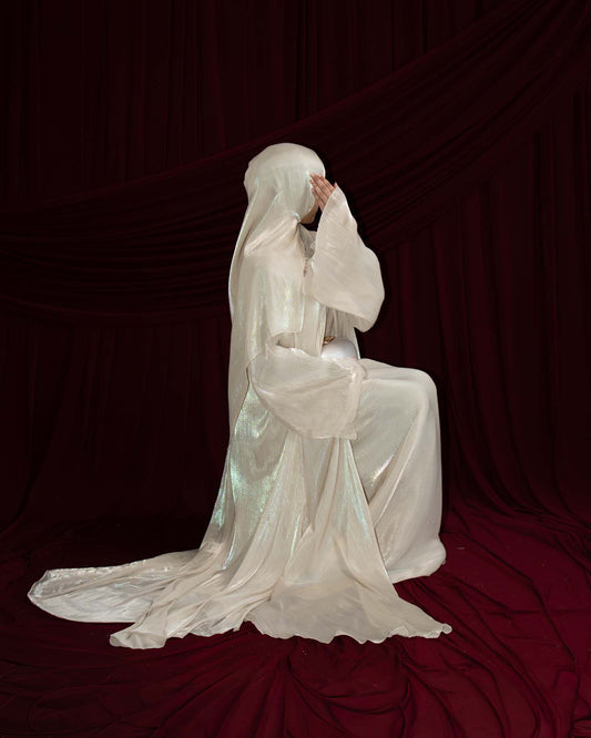 Reema Ivory Princess Flared Organza Abaya