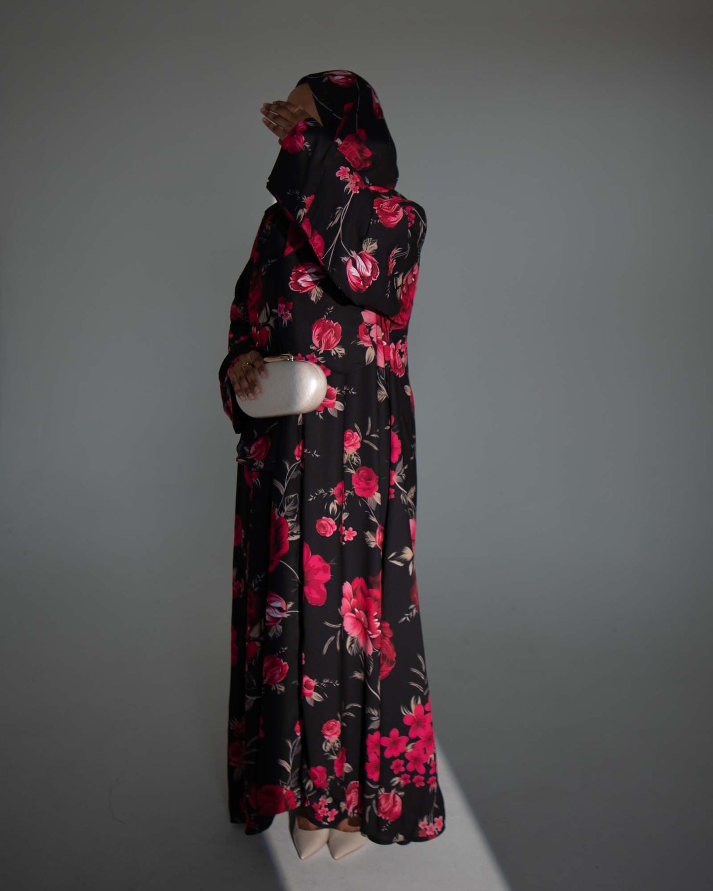 Yaseera Fuchsia Floral Printed Chiffon Abaya