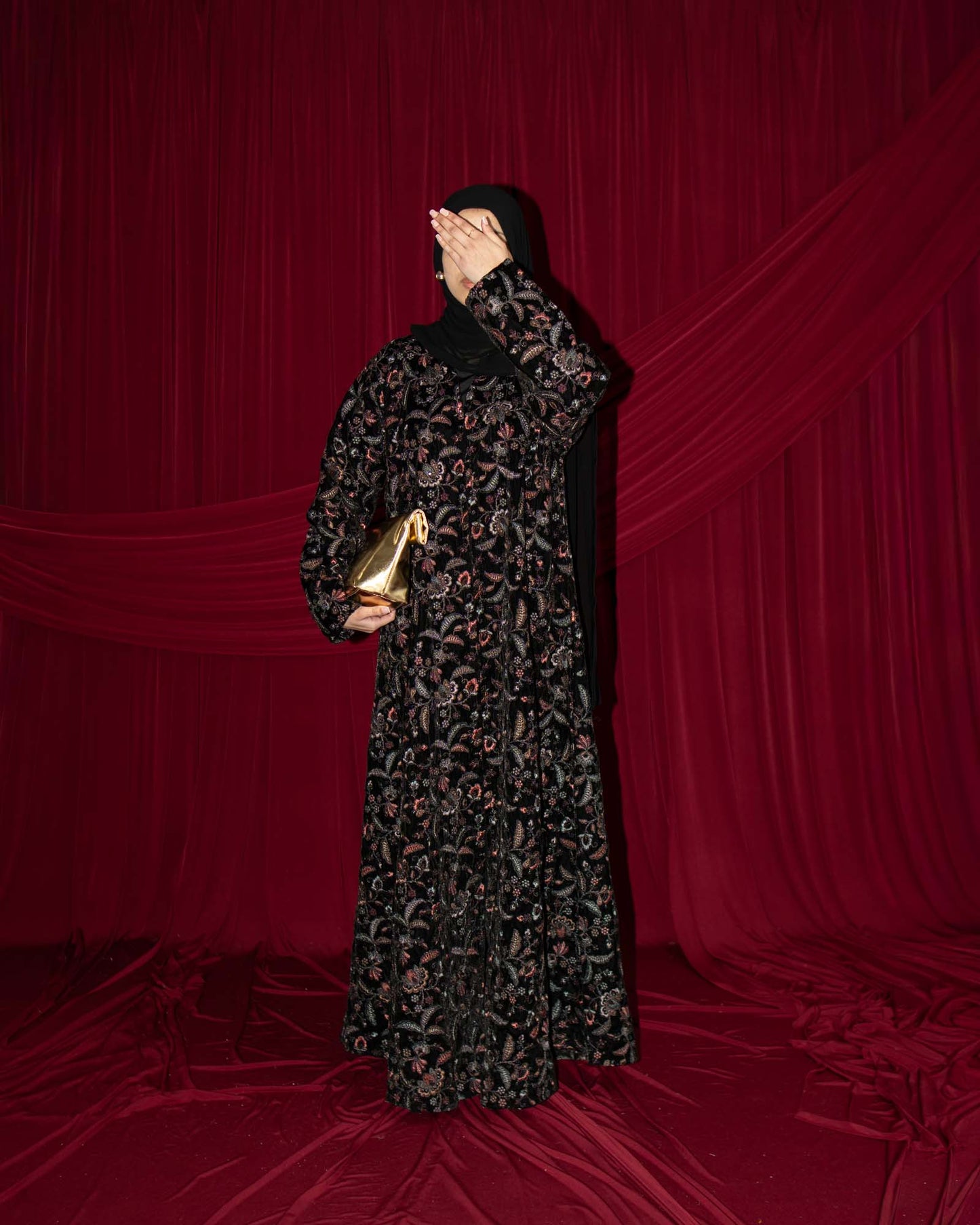 Zahra Velvet Garden Embroidered Abaya