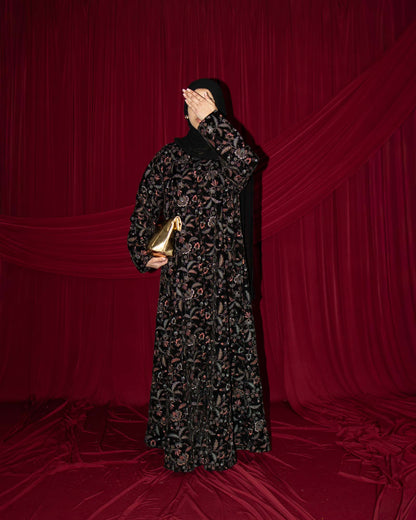Zahra Velvet Garden Embroidered Abaya