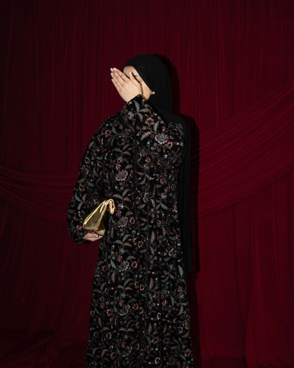 Zahra Velvet Garden Embroidered Abaya