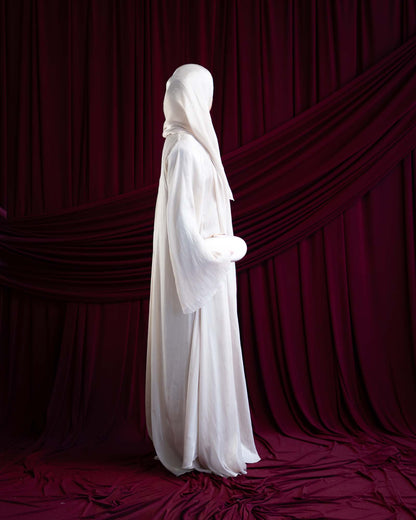 Reema Ivory Princess Flared Organza Abaya