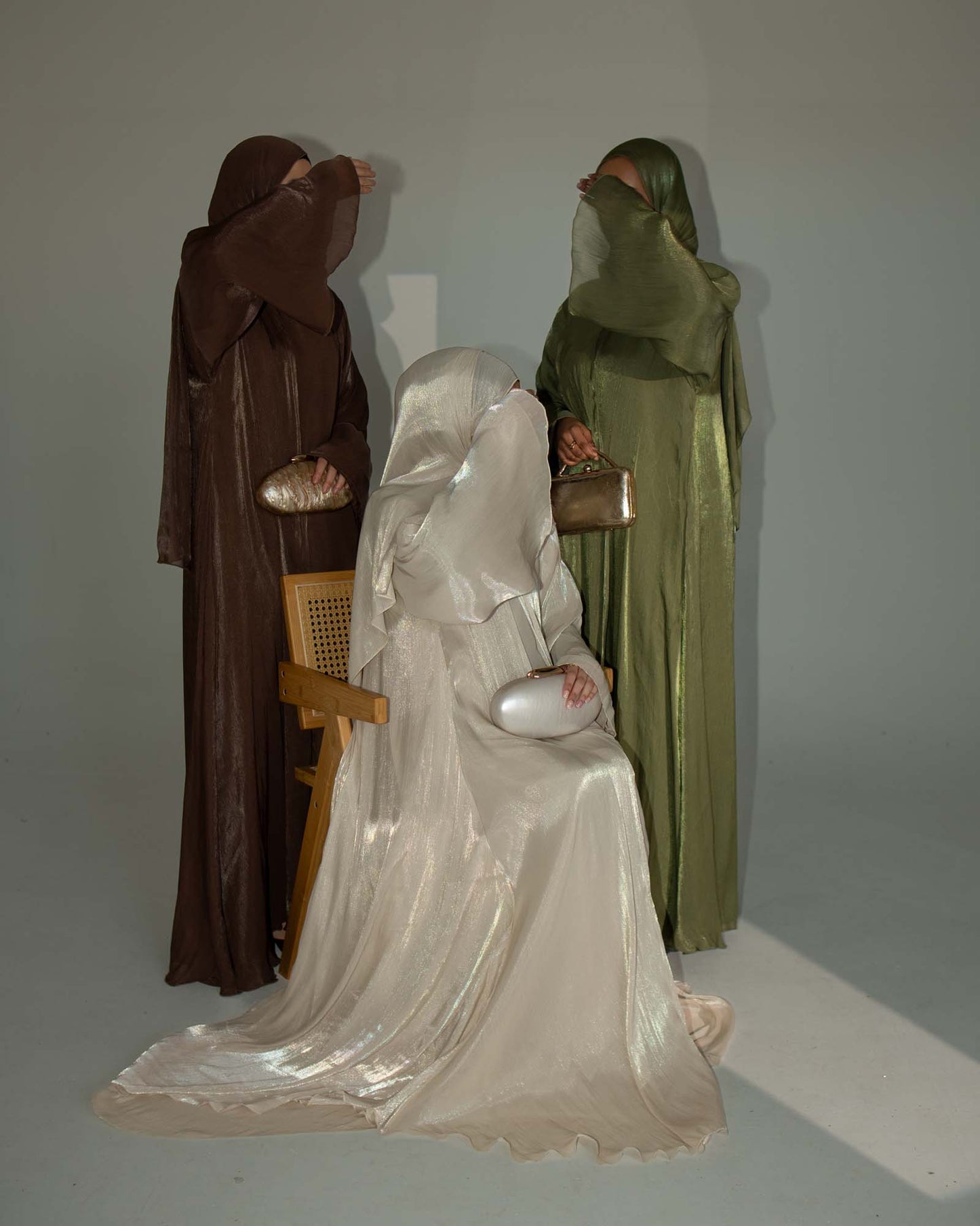 Reema Brown Princess Flared Organza Abaya