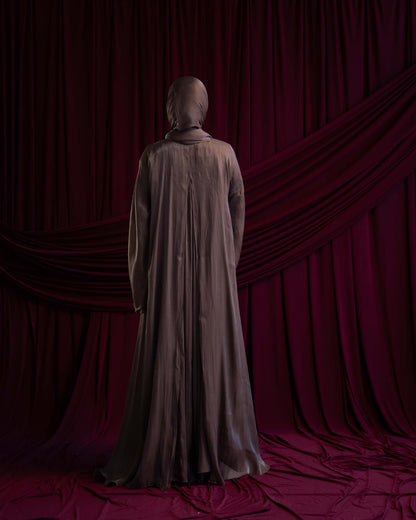 Reema Brown Princess Flared Organza Abaya